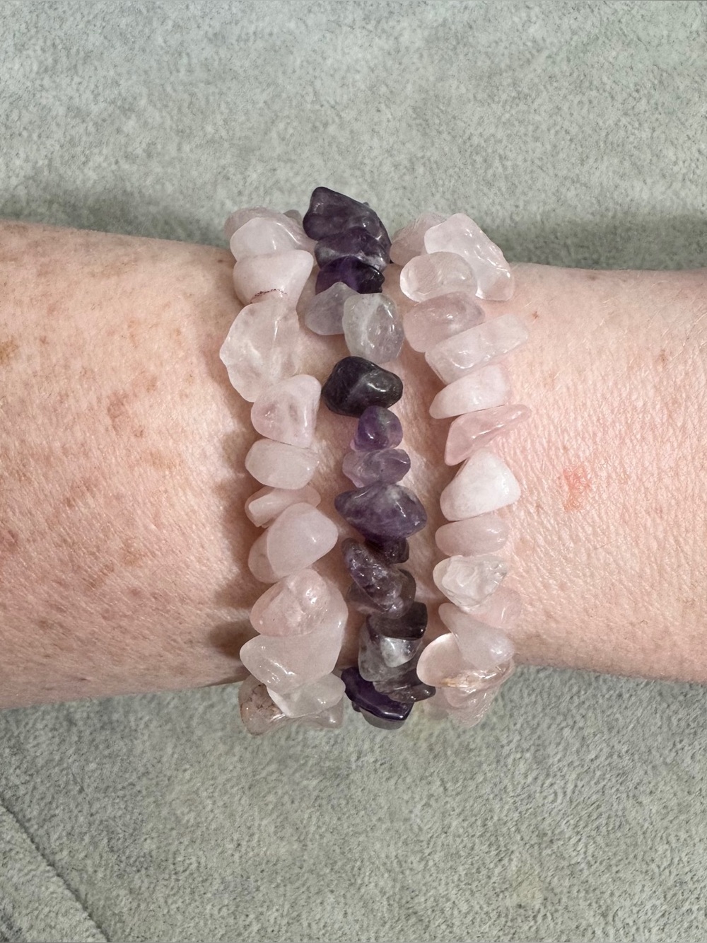 Hand Crafted Natural Gemstone Chip Stacking Bracelets - Picture 7 of 15